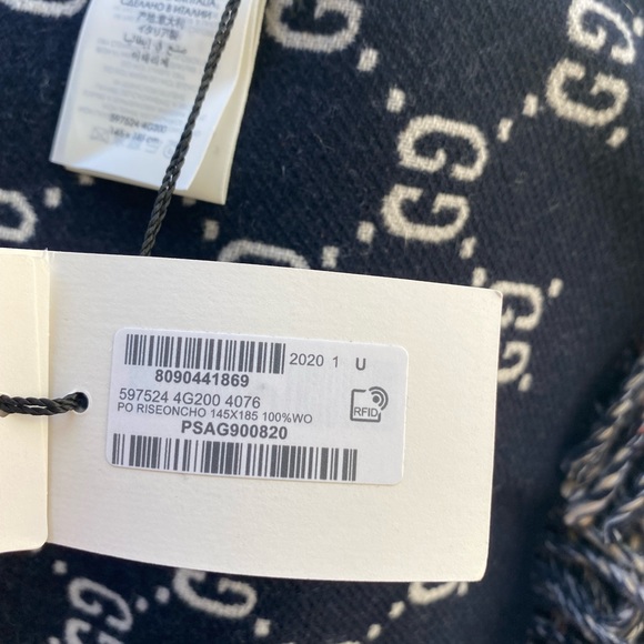 Gucci Poncho GG Logo Reversible Fringed 100% Wool - Picture 14 of 16